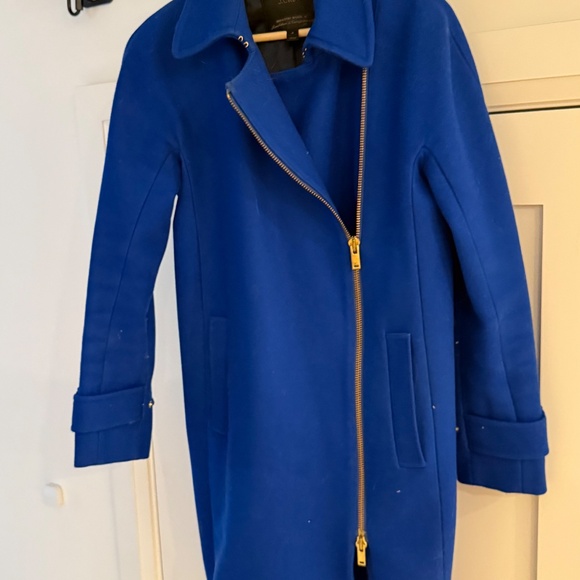 J.Crew Belted Zip Trench Coat in Cobalt Wool Melton - Picture 3 of 7